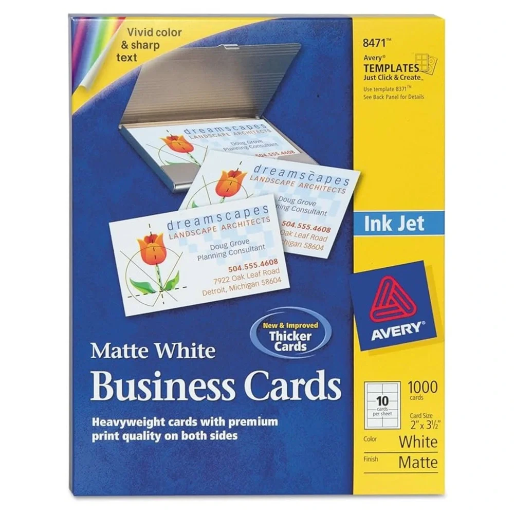 AVERY 8371 matte White Business Cards pack of 250. NWT